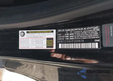 2007 Mercedes-Benz Clk 550 from USA, damaged, VIN WDBTJ72H07F209878